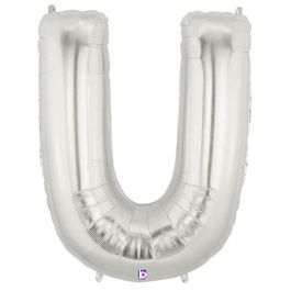 Silver Letter U Foil Balloon 34 Inch Decoration - Image 1