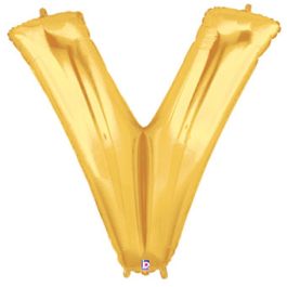 Gold Letter V Foil Balloon 34 Inch - Image 1