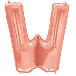 Rose Gold Letter W Foil Balloon Decoration - 34 Inch - Image 1