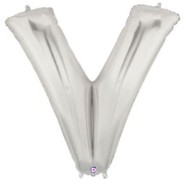Silver Letter V Foil Balloon 34 Inch - Large Shape - Image 1