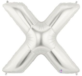 Silver Letter X Foil Balloon 34 Inch - Large Shape Decor - Image 1