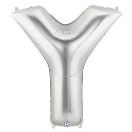 Silver Letter Y Foil Balloon - Large Shape 34 Inch - Image 1