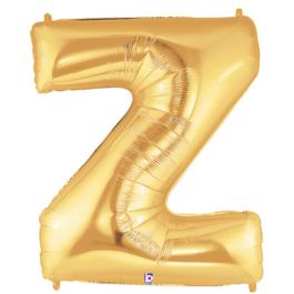 Gold Foil Balloon Letter Z - 34 Inch Large Shape - Image 1