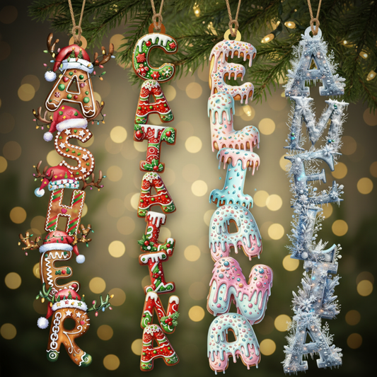Personalized Christmas Name Ornaments – Wood or Acrylic – Custom Holiday Decorations