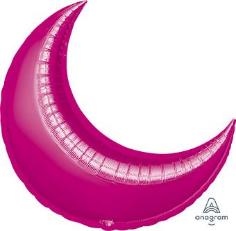 Fuchsia Pink Crescent Balloon 35 Inch - 3-Pack - Image 1