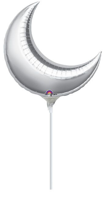 Silver Crescent Balloon - 5-Pack - Image 1