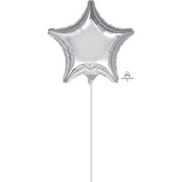 Silver Star Foil Balloon 4 Inch - 10-Pack - Image 1