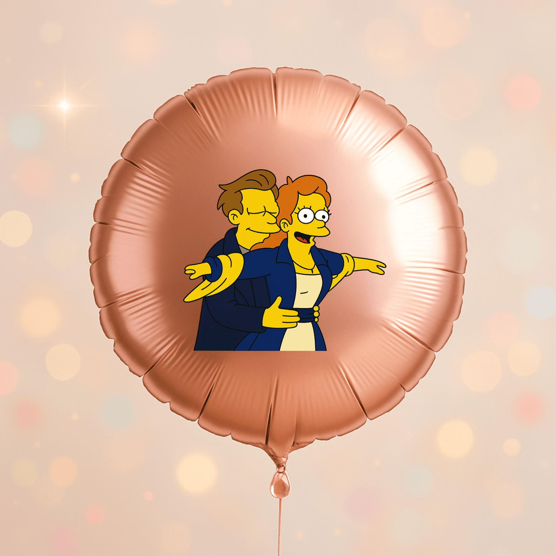 18" Round Foil Balloon with Simpsons - Style Cartoon from Photo – Custom Foil Balloon by PixelCraft360, unique decoration for events and special gifts