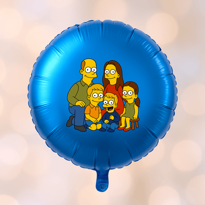 18" Round Foil Balloon with Simpsons - Style Cartoon from Photo – Custom Foil Balloon by PixelCraft360, unique decoration for events and special gifts