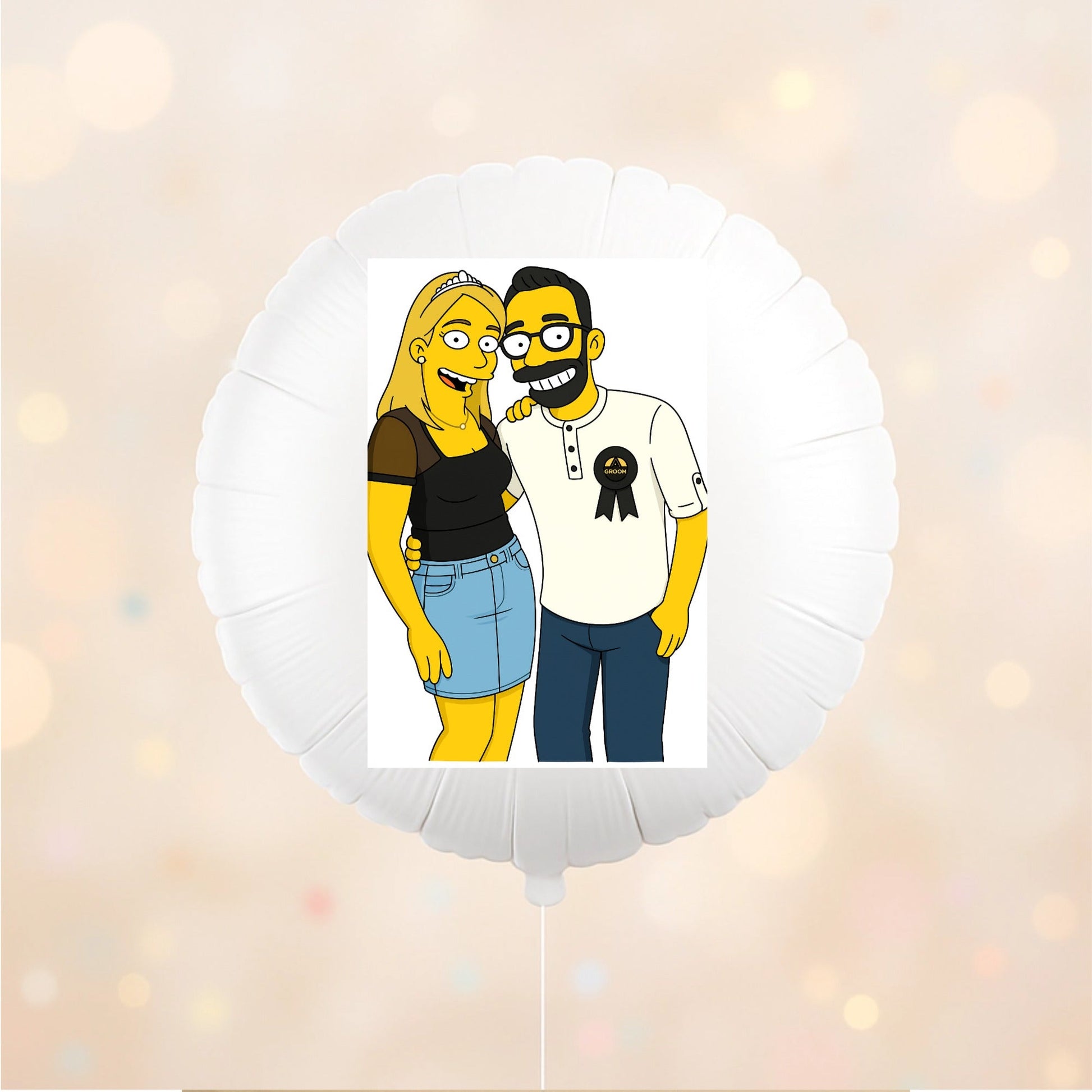 18" Round Foil Balloon with Simpsons - Style Cartoon from Photo – Custom Foil Balloon by PixelCraft360, unique decoration for events and special gifts