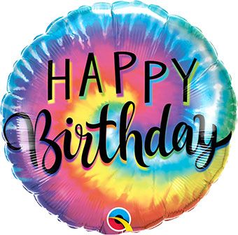 Tie Dye Birthday Balloons - 5-Pack - Image 1
