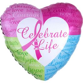 Celebrate Life Heart Balloon 18 Inch - 5-Pack - Image 1