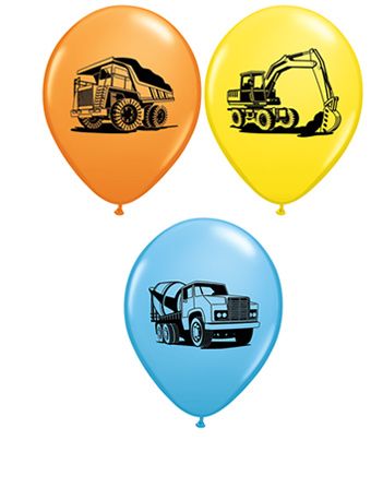 Construction Trucks Balloons - 5-Pack - Image 1