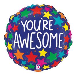 Blue You're Awesome Stars Round Foil Balloon 9 Inch - Image 1