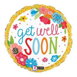 Get Well Floral Balloon 9 Inch Round - Get Better Soon - Image 1