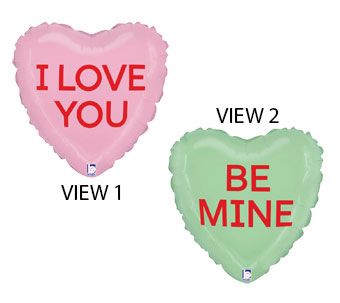 Pink & Green Heart Balloons 9 Inch - I Love You Decor - Image 1