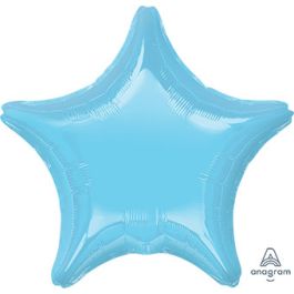 Light Blue Star Foil Balloon 19 Inch - 5-Pack - Image 1