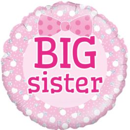 Big Sister Foil Balloon 18 Inch - Pink Polka Dot Celebration - Image 1