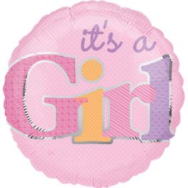 It's A Girl Foil Balloon - Pink Gender Reveal Party Decor - Image 1
