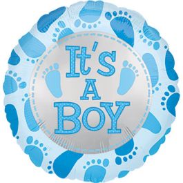 Blue Baby Feet Foil Balloon | It's A Boy Gender Reveal Decor - Image 1