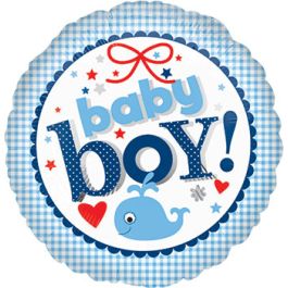 Blue Whale Foil Balloon - Baby Boy Shower Decor (17-21 Inch) - Image 1