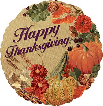 Happy Thanksgiving Balloons - 5-Pack - Image 1