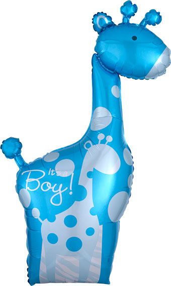 Giraffe Balloon - 3-Pack Baby Boy Safari 42" - Image 1