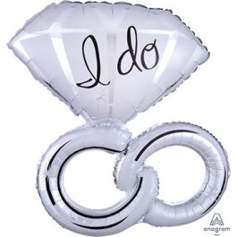 Silver Wedding Rings Foil Balloon 30 Inch - Bridal Shower Decor - Image 1