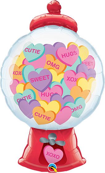 Candy Hearts Gumball Machine Balloon - 3-Pack - Image 1