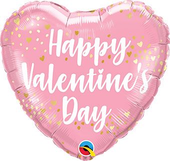 Happy Valentine's Day Pink Heart Foil Balloon - Image 1