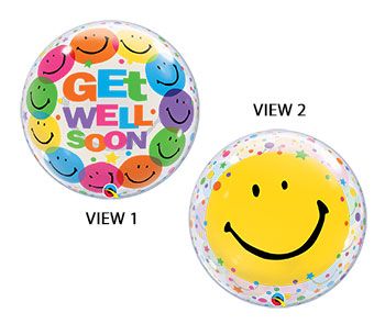 Get Well Soon Smile Faces Balloon 22 Inch Foil - Image 1