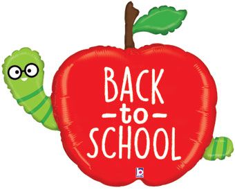 Back to School Apple with Worm Balloon - 3-Pack - Image 1