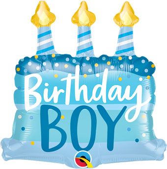 Birthday Boy Cake Balloon 5-Pack - Foil - Image 1