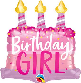 Birthday Girl Cake Balloon 5-Pack - Pink Foil - Image 1