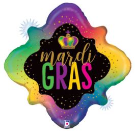 Opal Mardi Gras Foil Balloon 29 Inch Large Shape - Image 1