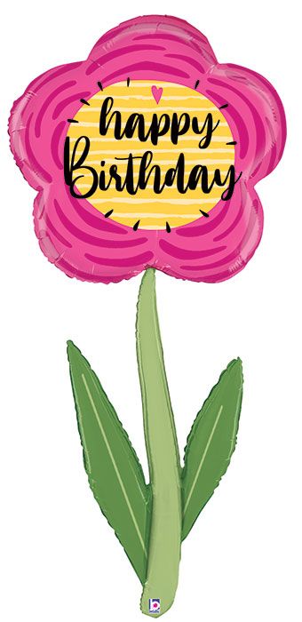 Happy Birthday Flower Balloon 60 Inch - Image 1