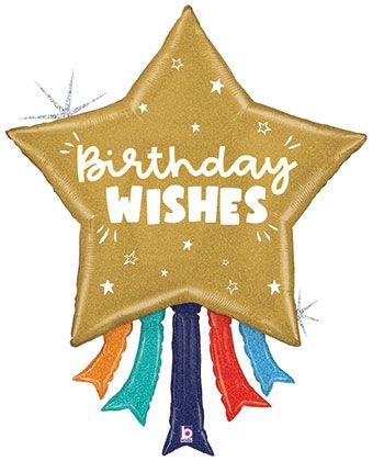 Birthday Wishes Star Balloon 43" Foil - Party Supplies - Image 1
