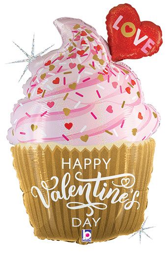 Valentine's Cupcake Balloon - 3-Pack - Image 1