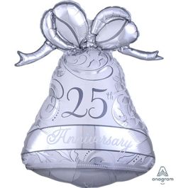 Silver Bell 27 Inch Foil Balloon - 25th Anniversary - Image 1