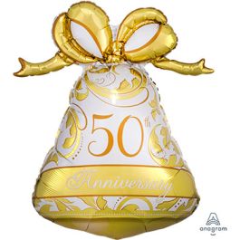 Gold Bell 27" Foil Balloon - 50th Anniversary - Image 1