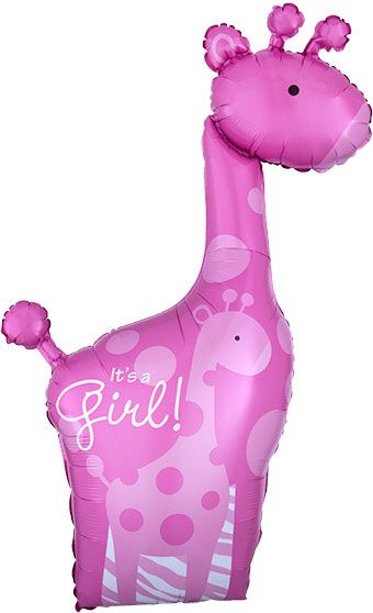 Giraffe Balloon 3-Pack - Baby Girl Safari Pink - Image 1