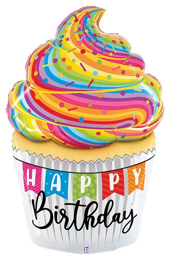 Rainbow Cupcake Balloon 60" - Birthday Party - Image 1
