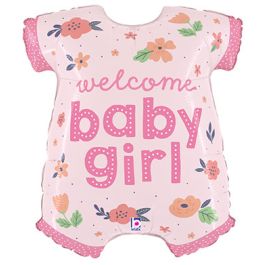 Welcome Baby Girl Onesie Foil Balloon 31 Inch - Image 1