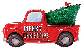 Merry Christmas Truck Balloon 41" - Holiday Decor - Image 1