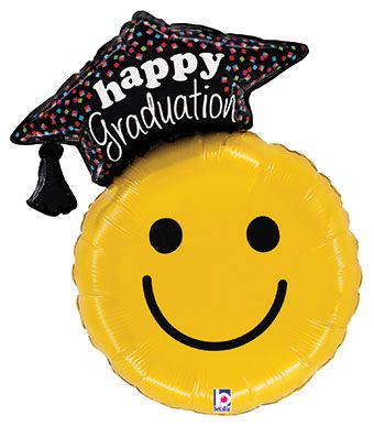 Happy Graduation Smiley Balloons - 3-Pack - Image 1