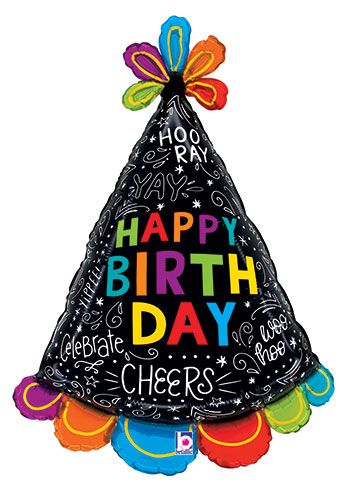 Happy Birthday Hat Balloon - 3-Pack - Image 1