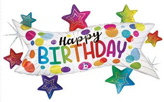 Happy Birthday Banner Stars 37" Foil - Party Supplies - Image 1