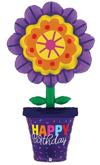 Birthday Flower Balloon 63" Foil - Happy Birthday - Image 1