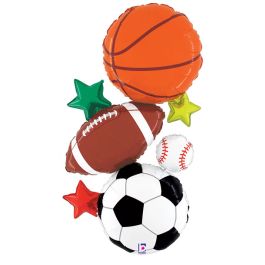 Multi-Sports Balloon Set | Large Game Day Foil Balloons - Image 1