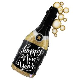 Happy New Year Champagne Bubbles Foil Balloon 39 Inch - Image 1